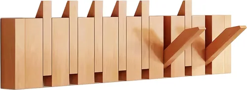 Miniatura 55 de Percheros montados en la pared, ganchos para llaves de piano, colgador de madera maciza natural, tela no tejida, perchas para armario, cocina