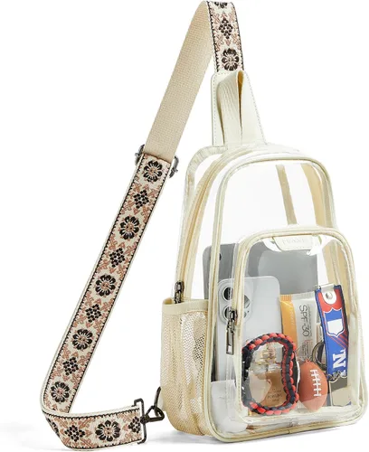 Miniatura 15 de Bolsa transparente para eventos de estadio, aprobada con 4 bolsillos, bolsa transparente para mujeres y hombres, bolsa cruzada transparente