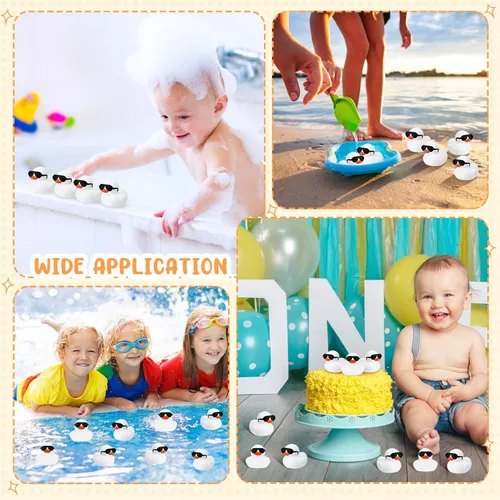 Miniatura 5 de Sosation Juego de 36 mini patos de goma con lentes de sol de 2.2 pulgadas, patitos de goma chirriantes de baño, juguetes flotantes para bañera