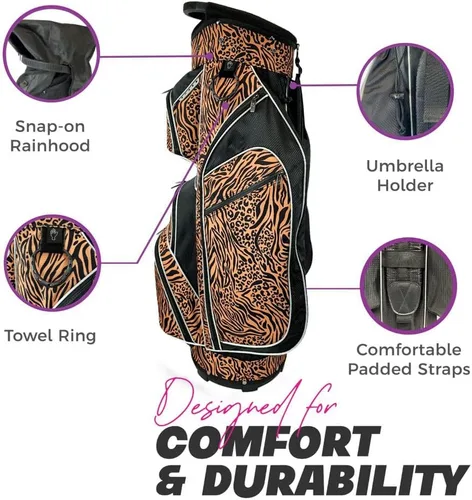 Miniatura 4 de Taboo Fashions Ladies Golf Bag - 14-Way Women’s Golf Cart Bag with Insulated Cooler Pocket, Rain Hood, 7 Zippered Pockets & More - Stylish Golf