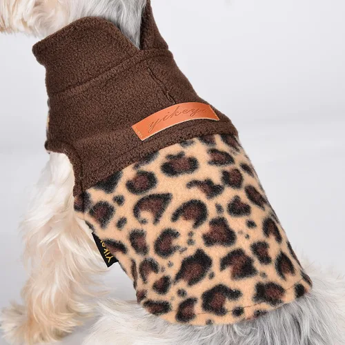 Miniatura 6 de Suéteres para perros pequeños, niño y niña, chaleco de vellón de leopardo chihuahua, suéter elástico para cachorros, ropa para mascotas, suéter