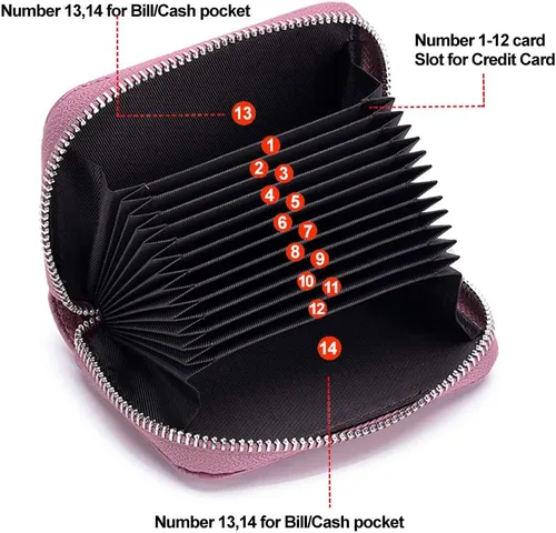 Miniatura 3 de EASTNIGHTS Cartera de cuero genuino para tarjetas de crédito RFID con cremallera