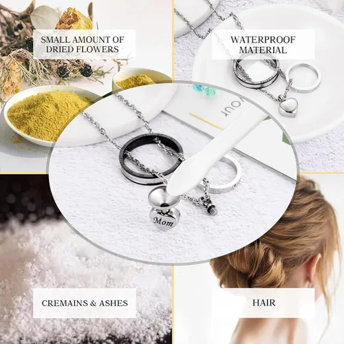Miniatura 11 de XIUDA Collar de urna de cremación para cenizas, recuerdo tallado con recuerdo eterno de acero inoxidable, joyería conmemorativa para cenizas