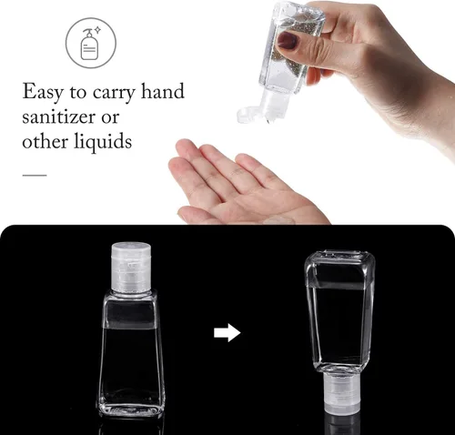 Miniatura 6 de Juego de 40 llaveros de botellas de viaje con soporte para muñequera, soporte para desinfectante de manos con botellas vacías