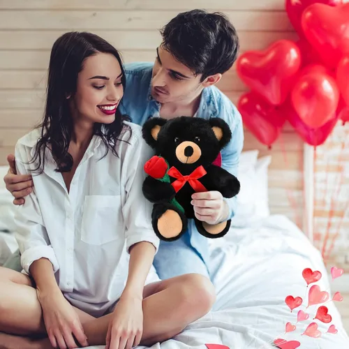 Miniatura 6 de Civaner Regalo de oso con rosa, divertido y lindo oso de peluche para niños pequeños, mamá, día de la madre, novia, cumpleaños, boda, 11.8 pulgadas