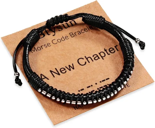 Miniatura 47 de Regalos inspiradores para hombres, pulseras con código morse, pulseras para hombre, regalos de graduación para él, Día del Padre, pulsera de cuero