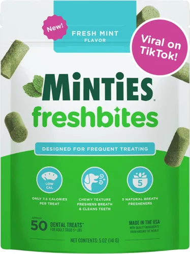 Miniatura 18 de Minties Golosinas dentales en hueso para perros, Golosinas dentales pequeñas para perros, 5-25 libras, Limpian dientes, Combaten el mal aliento