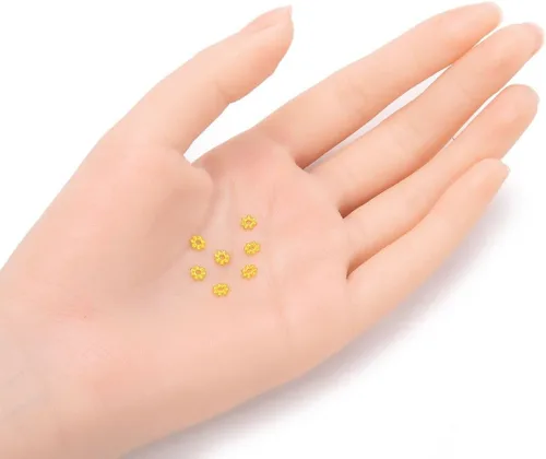 Miniatura 2 de CF110-G - 200 cuentas espaciadoras delgadas de margarita de 0.177 in, cuentas planas de latón chapado en oro para joyería y manualidades