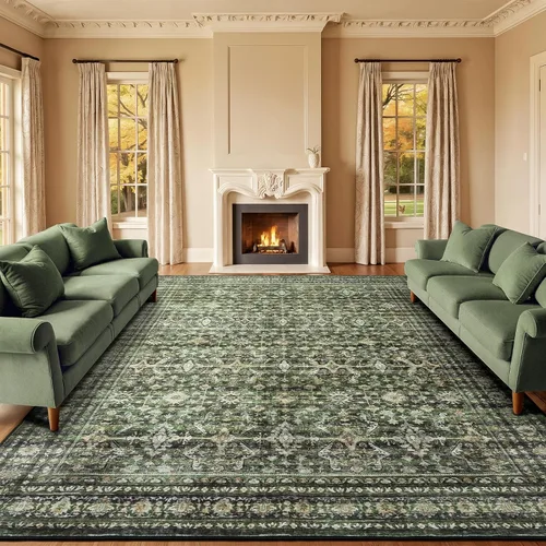 Miniatura 38 de Lofus Alfombra de pasillo de 2 x 10 pies para pasillos, alfombra verde lavable con parte trasera de goma antideslizante, alfombra suave de pelo bajo