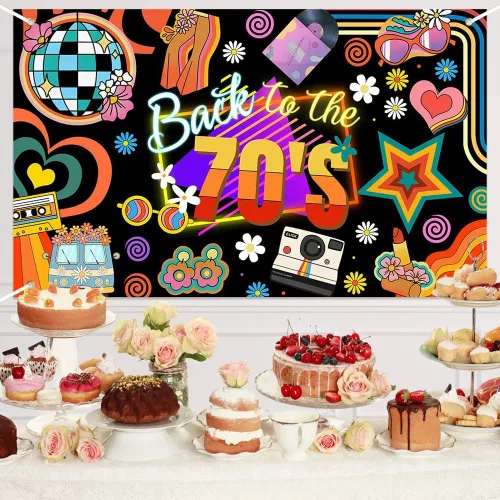Miniatura 5 de Lofaris Banner de los años 70: decoraciones de fiesta de regreso a los 70, fondo retro de fotografía con temática de discoteca para fiesta