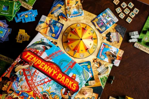 Miniatura 3 de Tenpenny Parks Juego de mesa Construye el mejor parque temático Hermoso parque de atracciones estrategia colocación de trabajadores juego