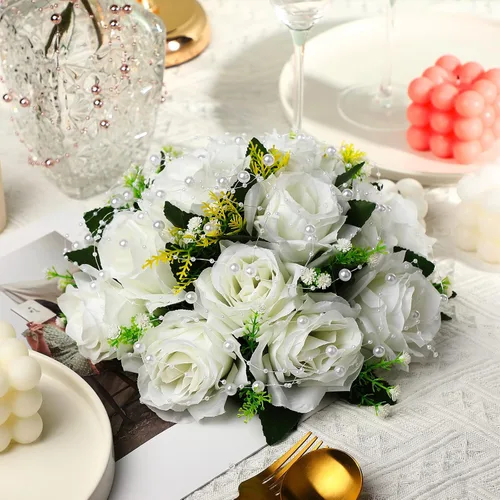 Miniatura 3 de Hicarer Cadena de perlas de 157 pies con 24 cuerdas para velas flotantes, perlas de imitación como relleno de jarrón, ideal para bodas, fiestas
