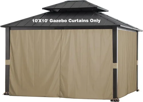 SCOCANOPY Juego de cortinas de privacidad para cenador color caqui de 10' x 12' para cenador Lowe's Allen Roth 10X12 modelo #GF-12S004B-1 /
