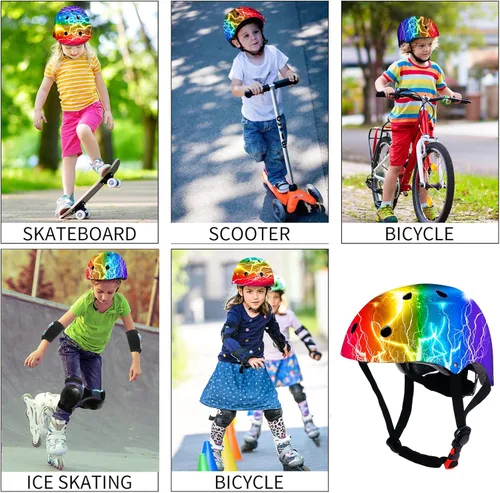 Miniatura 7 de Casco de bicicleta ajustable con gradiente de color para niños pequeños de 3-5-8-14+ años, niñas y niños. Casco para monopatín y bicicleta