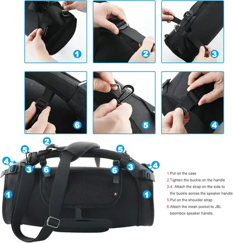 Miniatura 6 de Correa de transporte de viaje para JBL Boombox/Boombox 2 - Altavoz portátil impermeable, correa para el hombro con dos cubiertas laterales, bolsa