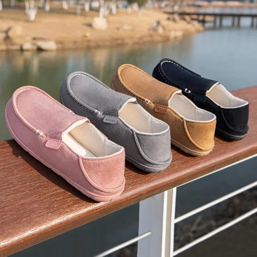 Miniatura 6 de FamilyFairy Pantuflas tipo mocasín de microgamuza para mujer, cómodas pantuflas de espuma viscoelástica para interiores y exteriores