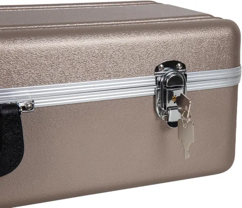 Miniatura 6 de Crossrock Funda para saxofón alto de ABS – Acabado champagne rectangular, interior de terciopelo burdeos, cerradura de seguridad y correa desmontable