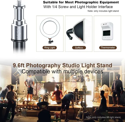 Miniatura 5 de LINCO Lincostore Zenith - Juego de 2 soportes de luz para estudio fotográfico de 9,6 pies (113.4 in) para HTC Vive VR, video, retrato y fotografía