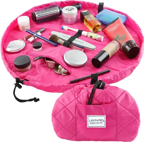 Miniatura 22 de Lay-n-Go Cosmo Layflat - Organizador de cosméticos y maquillaje con cordón y bolsillo con cremallera, bucles para cepillos y más, se ajusta