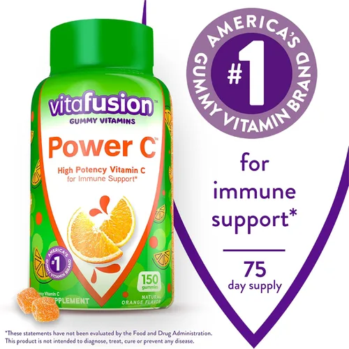Miniatura 6 de Vitafusion Gorgeous Hair Skin & Nails Multivitamin Plus Power C Vitamina C Gomitas para apoyo inmunológico, 135 unidades y 150