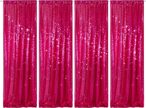 Miniatura 40 de PartyDelight Cortinas de fondo de lentejuelas color azul bebé, 2 paneles de 2 x 8 pies, alta densidad de 0.118 in, fondo de lentejuelas brillantes