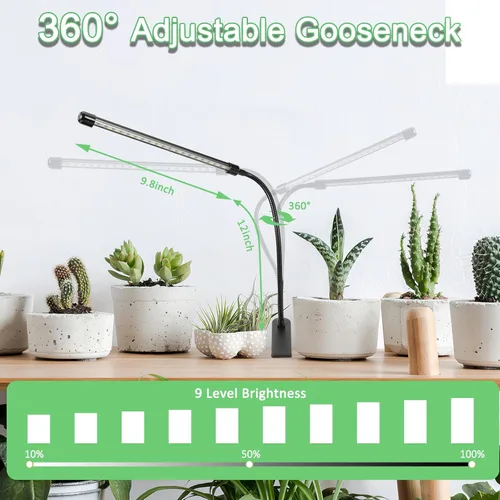 Miniatura 5 de Sunny Power Luces de cultivo con clip para plantas de interior de espectro completo, luz LED de 6000 K para cultivo en interiores con temporizador