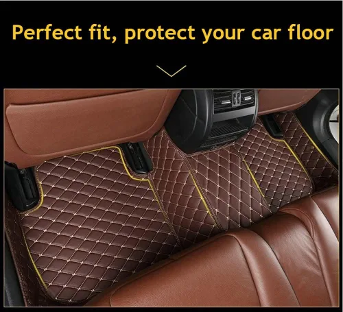 Miniatura 6 de Tapetes de cuero impermeables para automóvil y SUV, alfombrillas para hombres y mujeres, negro y beige, personalizable (color marrón)