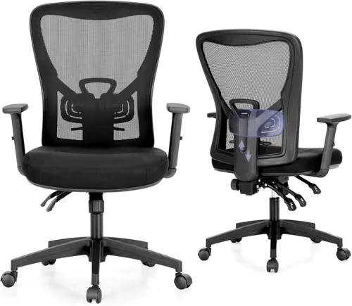MAISON ARTS Silla ergonómica de malla para oficina, con respaldo alto, silla de escritorio con reposabrazos ajustable y soporte lumbar para oficina