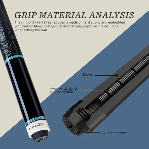 Miniatura 7 de KONLLEN Carbon Fiber Pool Cue Stick 58-inch Professional Pool Sticks for Adults Full Carbon Technology Low Deflection Pool Cue Billiard Cues with