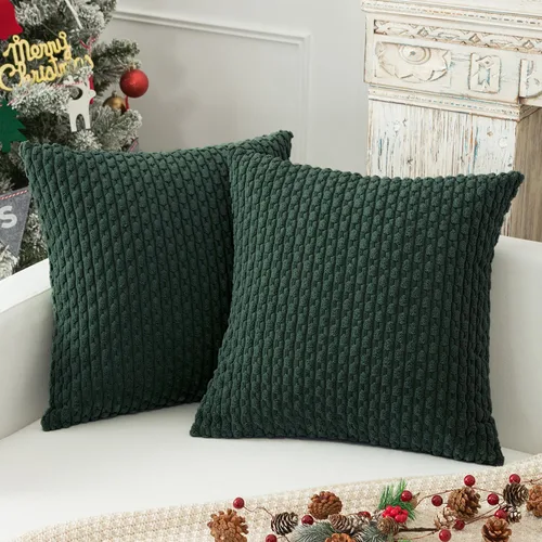 Miniatura 49 de Kevin Textile - Juego de 2 fundas de almohada decorativas de pana de 22 x 22 pulgadas, suaves, estilo bohemio, a rayas, decoración moderna del hogar