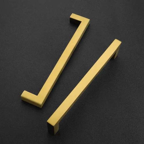 Miniatura 2 de Ravinte Paquete de 5 manijas cuadradas de latón cepillado para cajones de cocina de 6-1/4 pulgadas, tiradores de acero inoxidable para cajones
