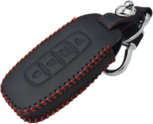 Miniatura 3 de Funda de Cuero con Costura Manual para Llavero de Nissan Rogue SL Ariya FWD Pathfinder X-Trail Sentra SR SL Armada Murano Kicks Leaf 2023 a 2026