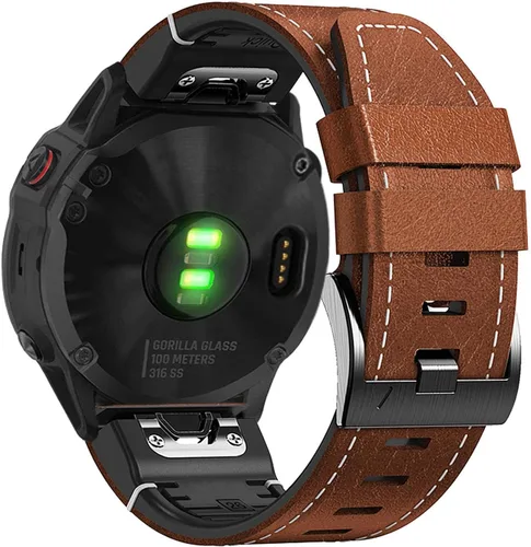 Abanen Correas de reloj de cuero de ajuste rápido de 1.024 in para Garmin epix Pro de 2.008 in, Fenix 7X, Fenix 6X, Fenix 5X, fibra de cuero con