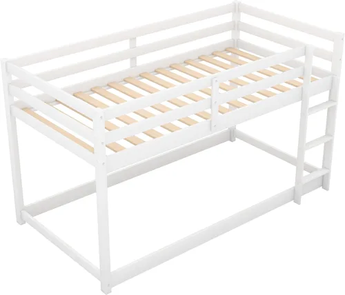 Miniatura 4 de SOFTSEA Litera baja con escalera individual sobre cama individual Blanco