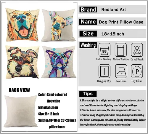 Miniatura 2 de Fundas de almohada con diseño de perro. fundas de cojín de algodón y lino para decorar hogares sofá de 18 x 18 pulgadas Pit Bull-m