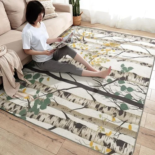 Miniatura 2 de Alfombras de abedul para dormitorio, sala de estar, alfombra de bosque de 4 x 6 pies, lavable, antideslizante, suave, alfombra de pelo bajo, Dfg3