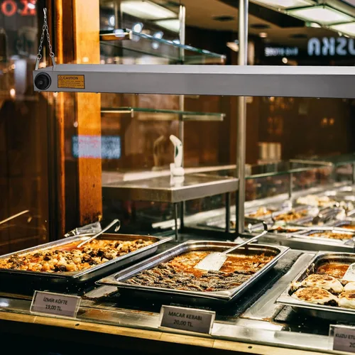 Miniatura 7 de WeChef Calentador de comida comercial de 43 pulgadas, calentador eléctrico de tira de 1100 W, lámpara de calefacción de acero inoxidable