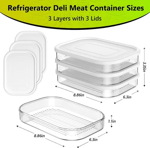 Miniatura 4 de Organizadores y almacenamiento de refrigerador, contenedor de carne de delicatessen para refrigerador, cajas de almacenamiento de alimentos