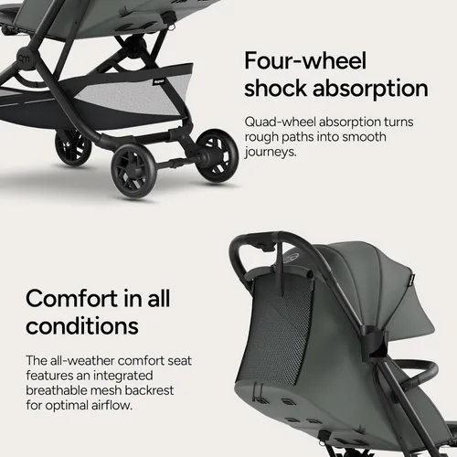 Miniatura 8 de Mompush Velo - Cochecito de viaje ligero, diseño compacto y apto para aviones con plegado con una sola mano, reclinable, desde recién nacido hasta