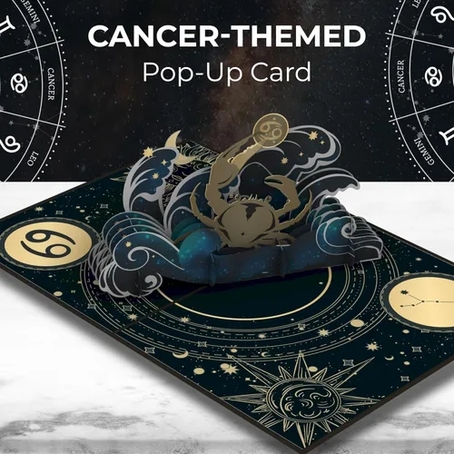 Miniatura 5 de iGifts And Cards Tarjeta desplegable de cumpleaños del zodiaco de cáncer, felicitación de horóscopo de astrología 3D con tarjeta de notas y sobre
