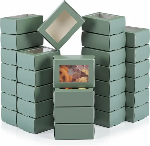 Miniatura 20 de Zonon 30 cajas de jabón para embalaje casero, mini cajas de papel kraft con ventana para panadería, dulces, jabón, embalaje de regalo