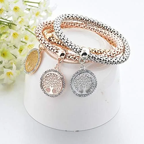 Miniatura 4 de Long Way 3 pulseras de abalorios chapados en oro rosa y plata para mujer pulsera elástica multicapa de cristal