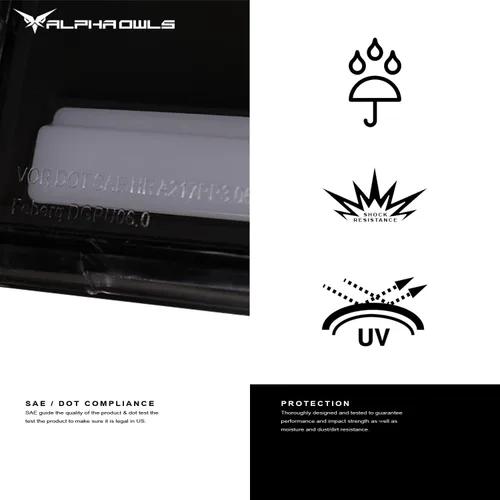 Miniatura 6 de Alpha Owls 8707715 - Faros delanteros de cristal con barra de luz LED secuencial Switchback y luz de arranque, ámbar negro para modelos halógenos