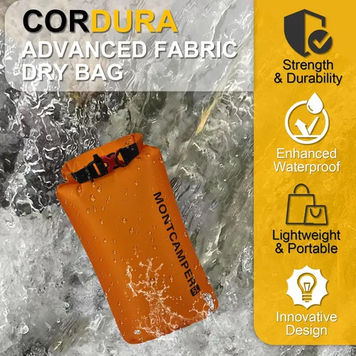 Miniatura 2 de CORDURA Bolsa seca impermeable de 5 litros – Saco resistente IPX6 con silbato de supervivencia para kayak, camping, navegación, playa – Mochila seca