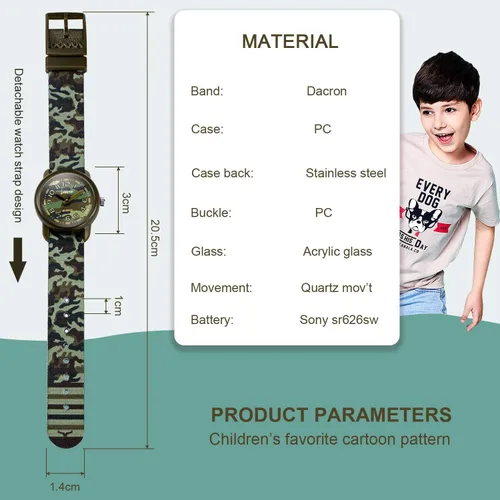 Miniatura 4 de Kavie Relojes para niños y niñas, 3D, lindo caricatura, impermeable, analógico, para niños de 3 a 10 años