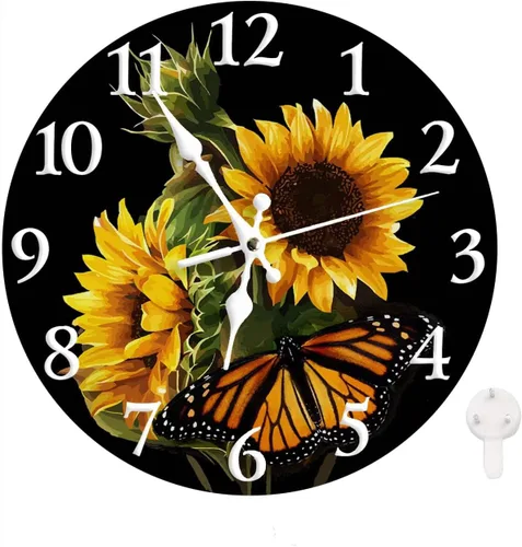 Miniatura 11 de LOKMU Reloj silencioso sin tictac de 10 pulgadas, reloj de pared redondo, decorativo para sala de estar, cocina, hogar, baño, dormitorio, oficina