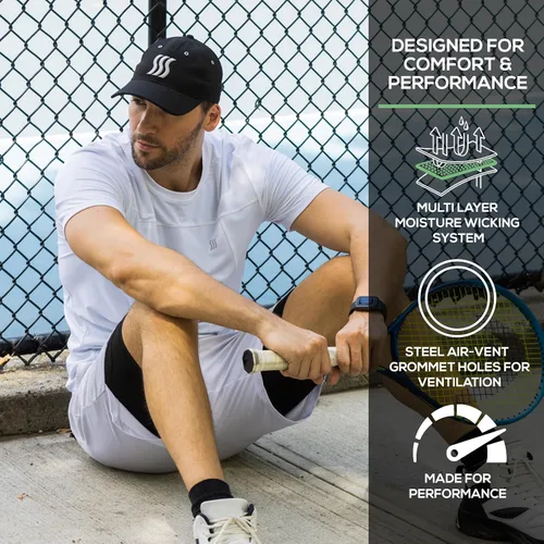 Miniatura 9 de SAAKA Sombrero de rendimiento para hombres y mujeres. Ajustable, absorbe el sudor. Golf, tenis, correr y deportes.