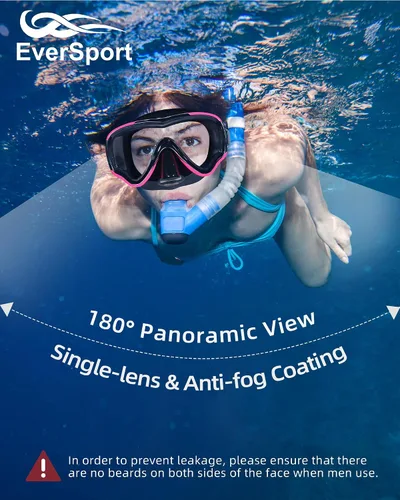 Miniatura 2 de EverSport Gafas de natación para adultos con cubierta para la nariz, máscara de buceo transparente antivaho amplia visión sin borrosidad