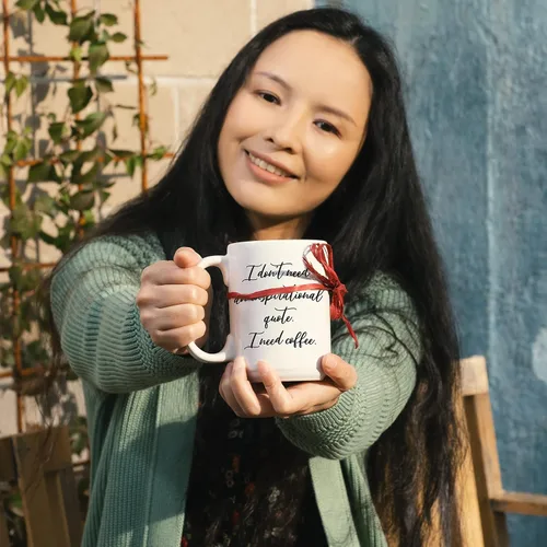 Miniatura 4 de Taza de café "I Need Coffee"; taza de cerámica blanca fresca de 15 onzas con un divertido eslogan; gran regalo único de cumpleaños o novedad