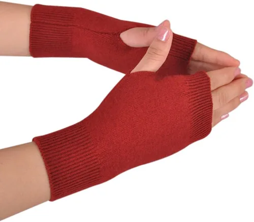 NOVAWO guantes mitones sin dedos, con agujero para dedo pulgar, cálidos, 100% casimir, para hombre y para mujer
